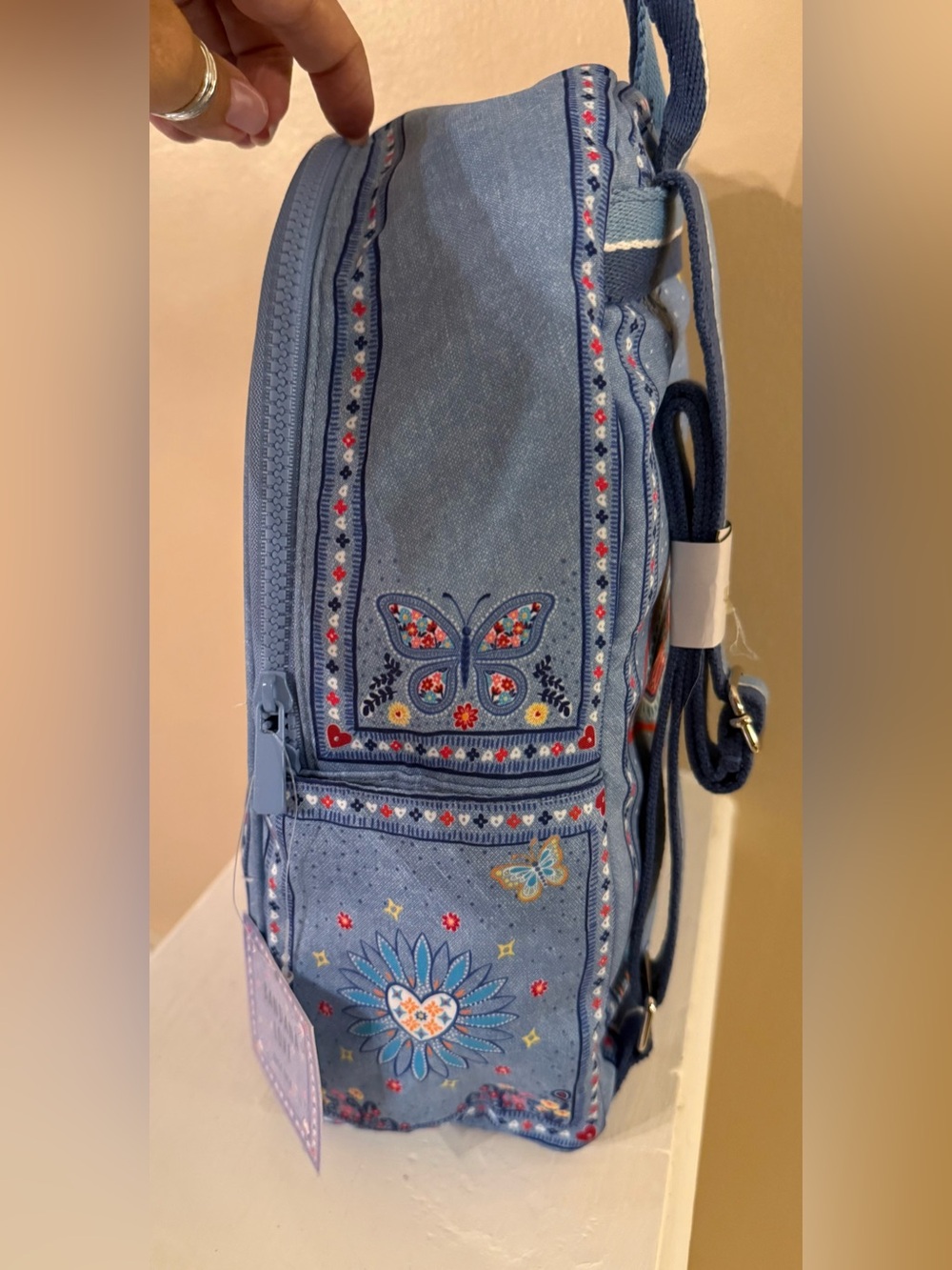 Brighton Light Blue Embroidered Bandana-Style Backpack NWT - Picture 5 of 12